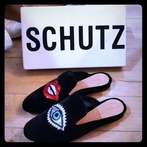Schutz Eye and Lip Mules